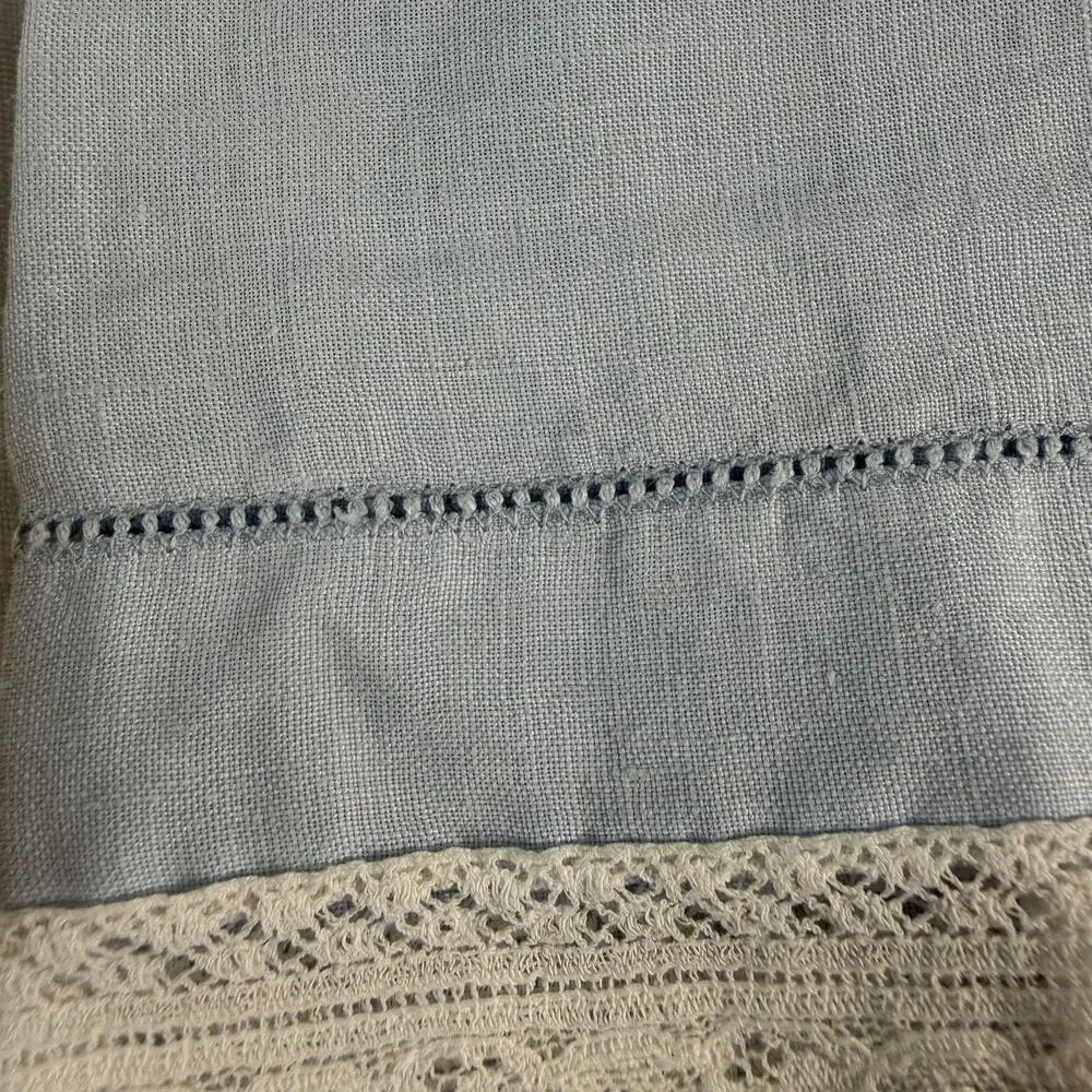 Vintage 1950s Linen Finger Towels Set of 3, Pastel Lace Border Guest Hand Towels